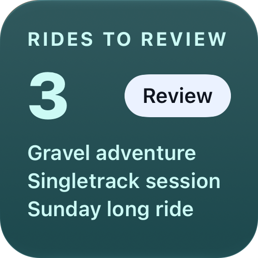 Rides to review widget showing three new rides and a Review button.